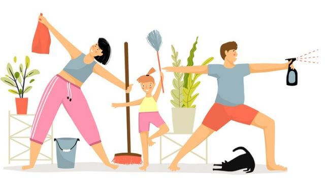 نظافت منزل با ورزش